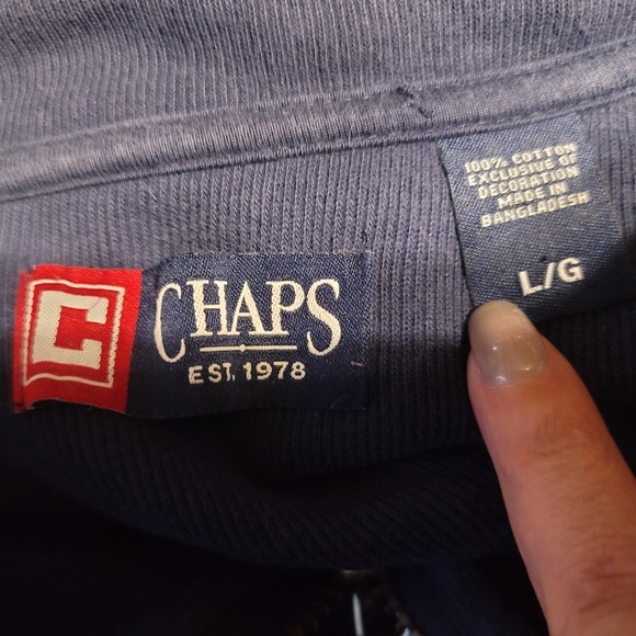 Chaps Men's Quarter Zip Sweater Pullover Navy Blue size Lg Cotton Classic - Picture 3 of 3